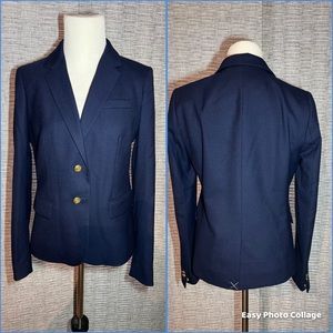 NWT J. CREW Women's Stretch Twill Navy Blue Business Casual Suit Jacket Blazer 4